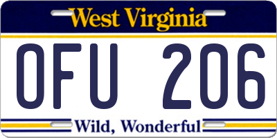 WV license plate OFU206