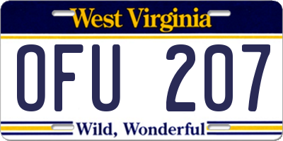 WV license plate OFU207