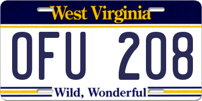 WV license plate OFU208