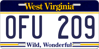 WV license plate OFU209