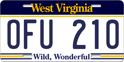 WV license plate OFU210