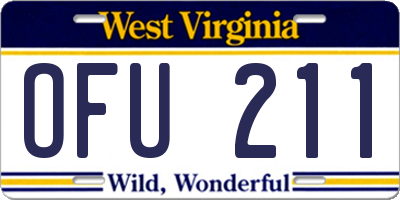 WV license plate OFU211