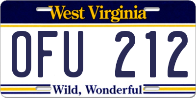 WV license plate OFU212