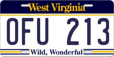 WV license plate OFU213
