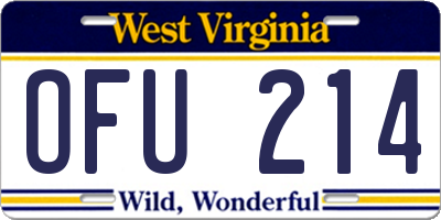 WV license plate OFU214
