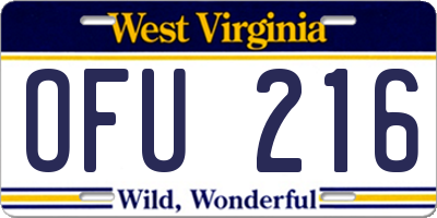 WV license plate OFU216