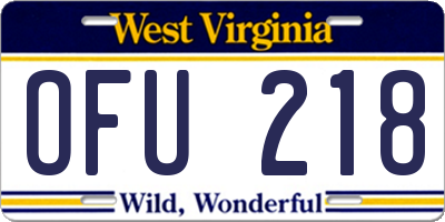 WV license plate OFU218