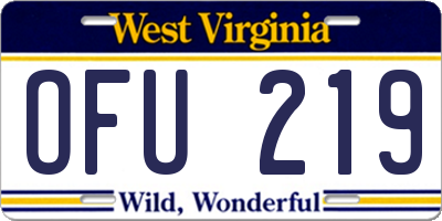 WV license plate OFU219