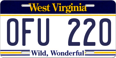 WV license plate OFU220