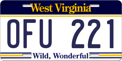 WV license plate OFU221