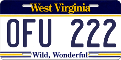 WV license plate OFU222