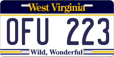 WV license plate OFU223