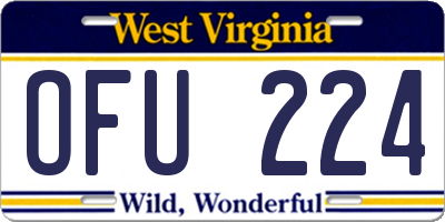 WV license plate OFU224