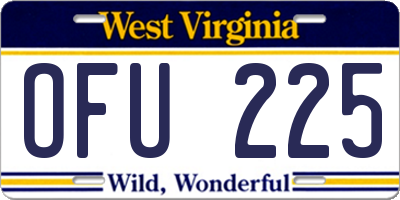 WV license plate OFU225