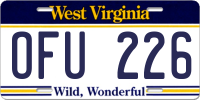 WV license plate OFU226