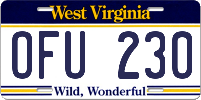 WV license plate OFU230
