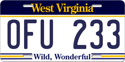WV license plate OFU233