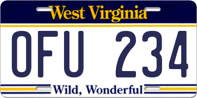 WV license plate OFU234