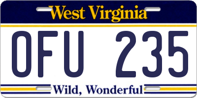 WV license plate OFU235