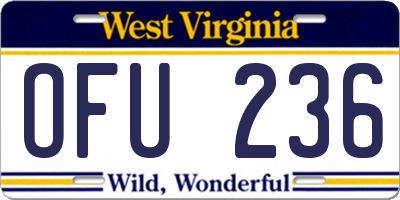 WV license plate OFU236