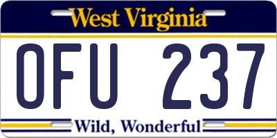 WV license plate OFU237