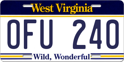 WV license plate OFU240