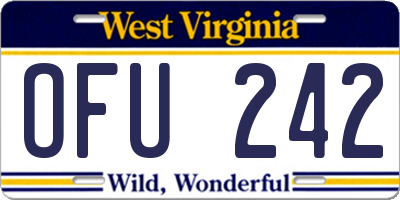 WV license plate OFU242