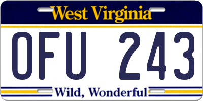 WV license plate OFU243