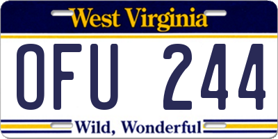 WV license plate OFU244