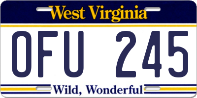 WV license plate OFU245