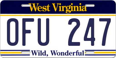 WV license plate OFU247