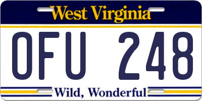 WV license plate OFU248