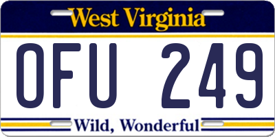 WV license plate OFU249