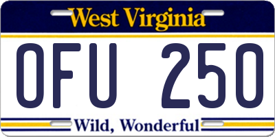 WV license plate OFU250