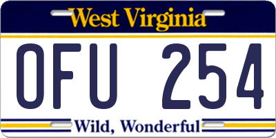 WV license plate OFU254