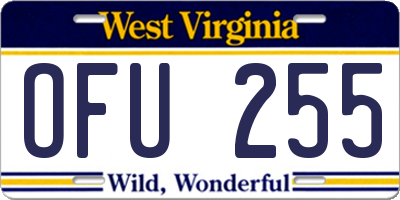 WV license plate OFU255