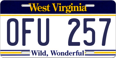 WV license plate OFU257