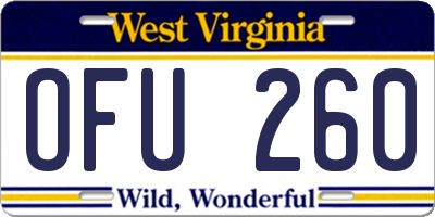 WV license plate OFU260