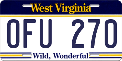 WV license plate OFU270