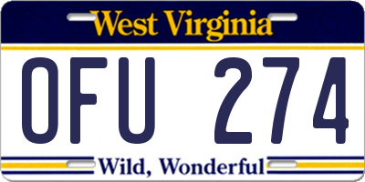 WV license plate OFU274