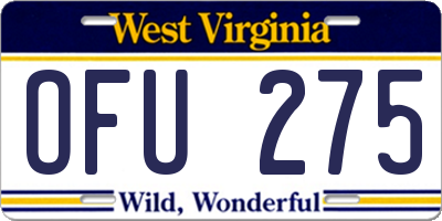 WV license plate OFU275