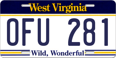WV license plate OFU281