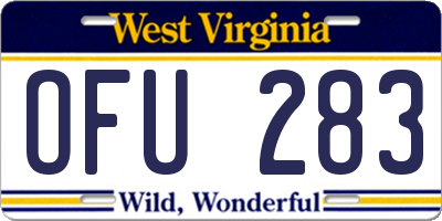WV license plate OFU283