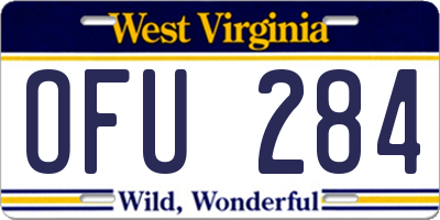 WV license plate OFU284