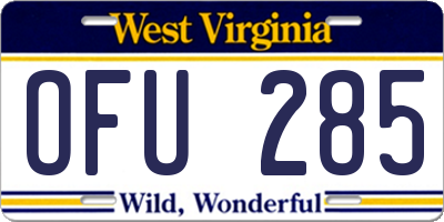 WV license plate OFU285