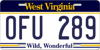 WV license plate OFU289