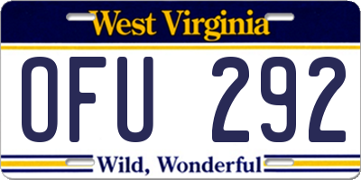 WV license plate OFU292