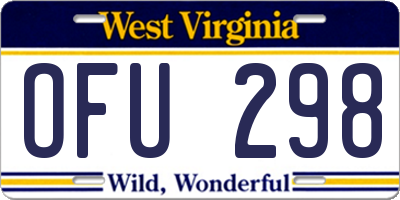 WV license plate OFU298