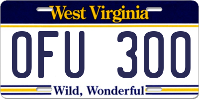 WV license plate OFU300