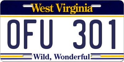 WV license plate OFU301